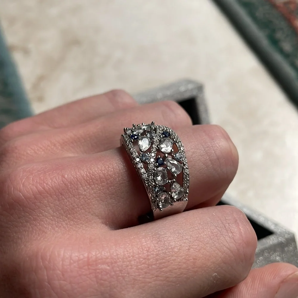Elegant Silver and Blue Gemstone Ring - Picture 10 of 17
